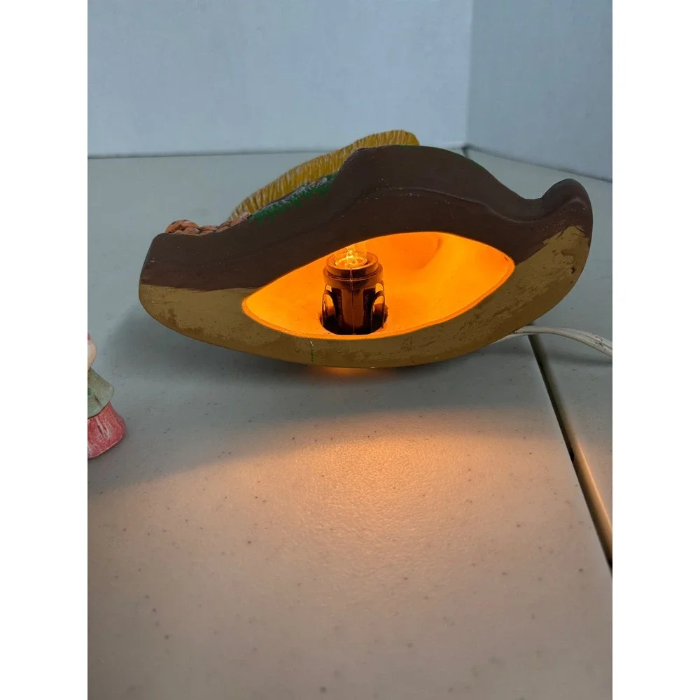 Easter Bunny Cottage‎  Light with 3 Figurines Ceramic Illuminated Decor Set
